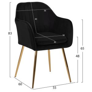 Sawyer chair Hm8523,04 black velvet and gold legs