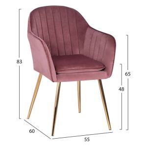 Sawyer velvet chair with metal gold legs Hm8523,02