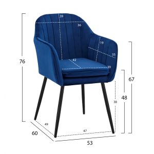 Sawyer chair blue plush with black legs Hm8523,18