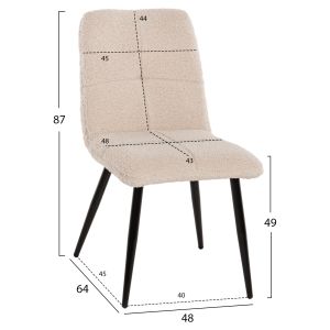 Shelly chair, boucle ecru, black legs, Hm8590,02, 48x64x87cm