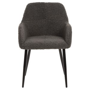 Chair Shelly gray bouclé black legs Hm8591,01 57x55x87cm