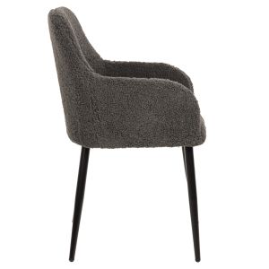 Chair Shelly gray bouclé black legs Hm8591,01 57x55x87cm