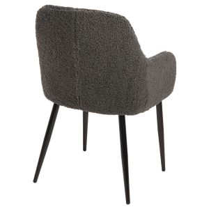 Chair Shelly gray bouclé black legs Hm8591,01 57x55x87cm
