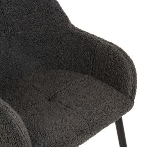 Chair Shelly gray bouclé black legs Hm8591,01 57x55x87cm