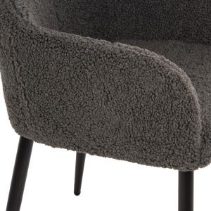 Chair Shelly gray bouclé black legs Hm8591,01 57x55x87cm