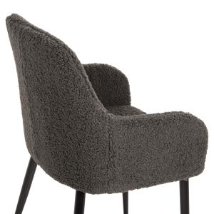 Chair Shelly gray bouclé black legs Hm8591,01 57x55x87cm