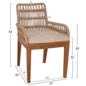 Chair Stardom Hm9760,01 made of solid teak wood in natural color Color 57x65x83hcm