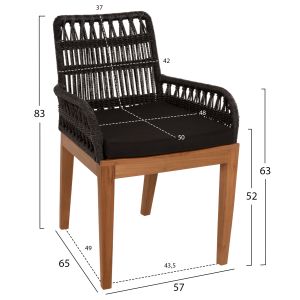 Chair Stardom Hm9760,02 made of solid teak wood in copper color 57x65x83hcm