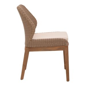 Swinton chair aluminum frame teak wood legs in natural shade and pera rattan 53x63x86cm