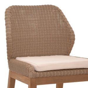 Swinton chair aluminum frame teak wood legs in natural shade and pera rattan 53x63x86cm