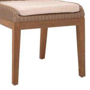 Swinton chair aluminum frame teak wood legs in natural shade and pera rattan 53x63x86cm