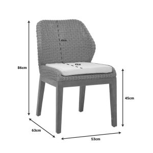 Swinton chair aluminum frame teak wood legs in natural shade and pera rattan 53x63x86cm