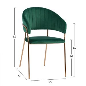 Theodore Belle chair green velvet with metal gold legs Hm8520,03