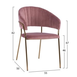 Theodore Belle chair, velvet, salmon color, Hm8520,02