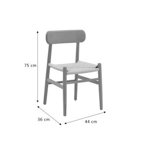 Thomas chair, natural wood, seat, macrame ropes, 44x36x79cm