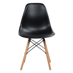 Twist Art Wood chair with black seat and wooden legs Hm8460,02
