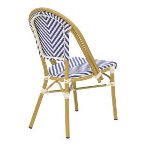 Chair Uarmin stack natural aluminum-blue and white textile 46x57x85cm