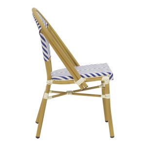 Chair Uarmin stack natural aluminum-blue and white textile 46x57x85cm