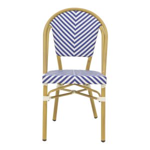 Chair Uarmin stack natural aluminum-blue and white textile 46x57x85cm