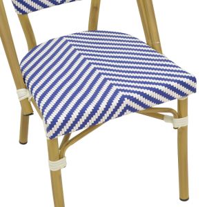 Chair Uarmin stack natural aluminum-blue and white textile 46x57x85cm
