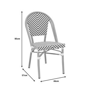Chair Uarmin stack natural aluminum-blue and white textile 46x57x85cm