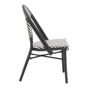 Chair Uarmin stack black aluminum-black and white textile 46x57x85cm
