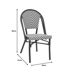 Chair Uarmin stack black aluminum-black and white textile 46x57x85cm