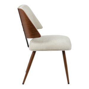 CHAIR UBANE BEIGE PLUSH FABRIC-WALNUT METAL LEGS 53X62.5X85CM
