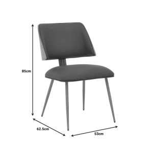 Ubane chair black pu-walnut metal legs 53x62.5x85cm