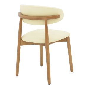 Ubene chair made of rubber wood and Pu in walnut and beige shade 46x58x79cm