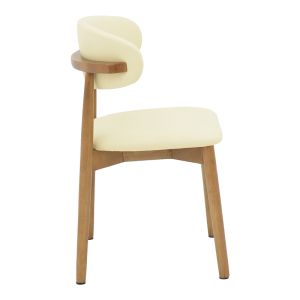 Ubene chair made of rubber wood and Pu in walnut and beige shade 46x58x79cm