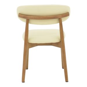 Ubene chair made of rubber wood and Pu in walnut and beige shade 46x58x79cm