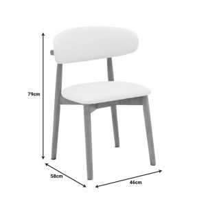 Ubene chair made of rubber wood and Pu in walnut and beige shade 46x58x79cm