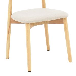 Ubene chair made of rubber wood and fabric in natural and beige shades 46x58x79cm