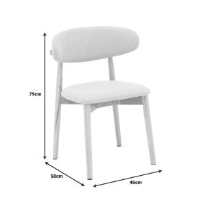 Ubene chair made of rubber wood and fabric in natural and beige shades 46x58x79cm