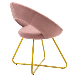 Valentina chair, rotten apple color plush and gold metal legs