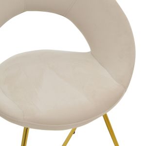 Valentina chair with beige plush fabric and gold metal legs 65x60x82