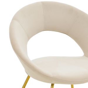 Valentina chair with beige plush fabric and gold metal legs 65x60x82