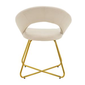 Valentina chair with beige plush fabric and gold metal legs 65x60x82