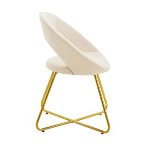 Valentina chair with beige plush fabric and gold metal legs 65x60x82