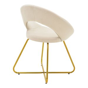 Valentina chair with beige plush fabric and gold metal legs 65x60x82