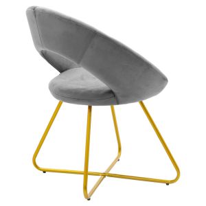 Valentina chair, gray plush with gold metal legs