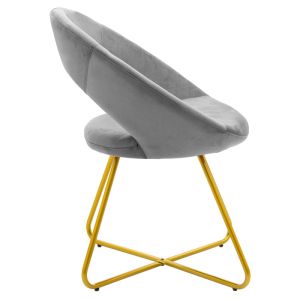 Valentina chair, gray plush with gold metal legs