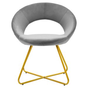 Valentina chair, gray plush with gold metal legs