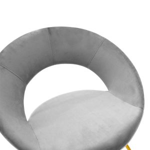 Valentina chair, gray plush with gold metal legs