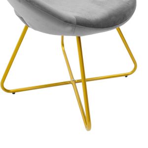 Valentina chair, gray plush with gold metal legs