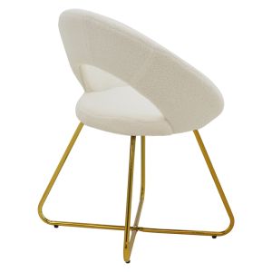 Valentino chair white boucle fabric-golden metal legs 65x60x82cm