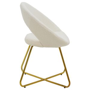 Valentino chair white boucle fabric-golden metal legs 65x60x82cm