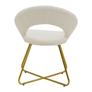Valentino chair white boucle fabric-golden metal legs 65x60x82cm