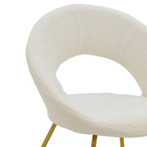 Valentino chair white boucle fabric-golden metal legs 65x60x82cm